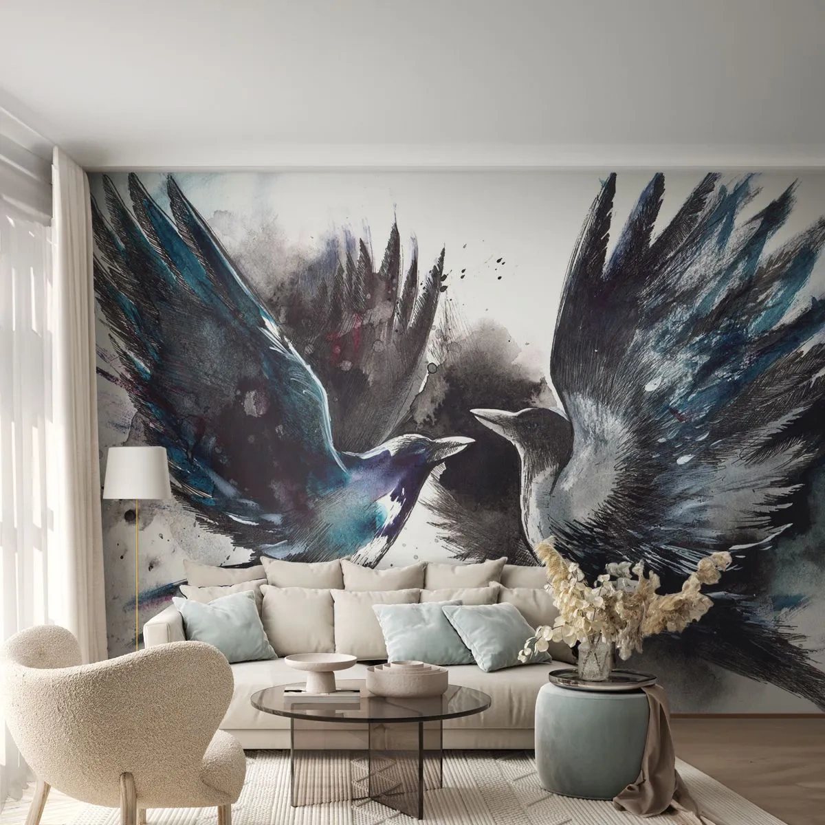 Fototapeta Samolepicí Deluxe Sticker - Havran havranovi… - Abstrakce, Pták, Zvířata - 300x210 cm