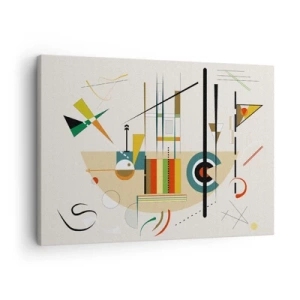 Obraz na plátně - Barevná abstrakce s geometrickými tvary - 70x50cm - A svět se směje - Moderní nástěnná dekorace do obývacího pokoje a ložnice ARTTOR