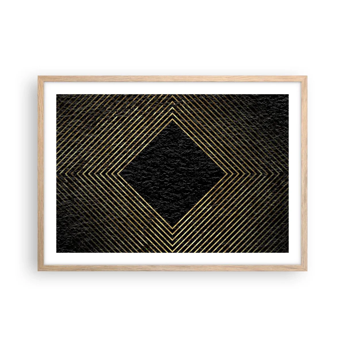 Plakát v rámu světlý dub - Geometrie ve stylu glamour - 70x50 cm