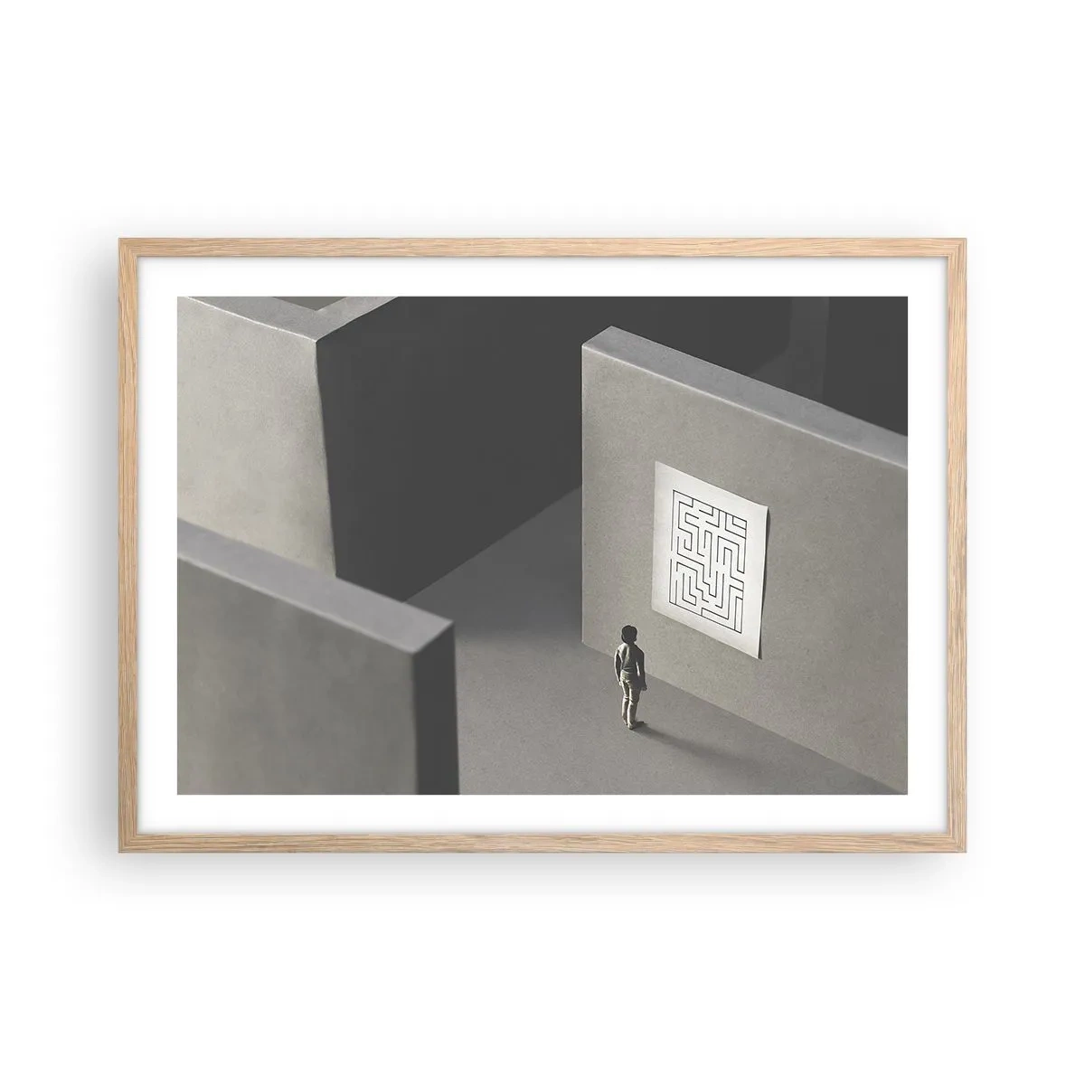 Plakát v rámu světlý dub - Kde to ale jsem? - 70x50 cm