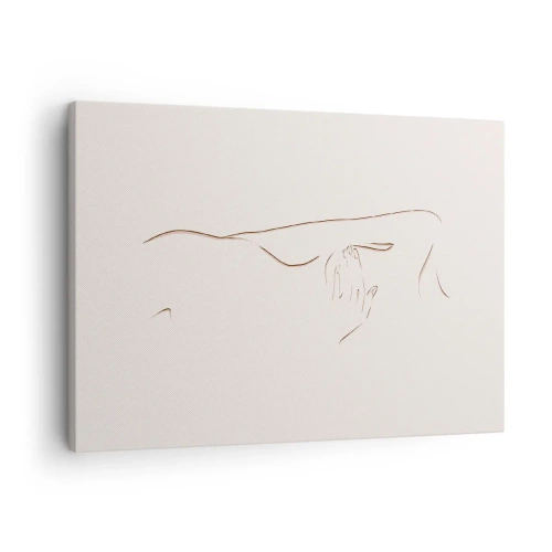 Obraz na plátně - Jemná kresba siluety na světlém pozadí - 70x50cm - Tvar touhy - Moderní nástěnná dekorace do obývacího pokoje a ložnice ARTTOR