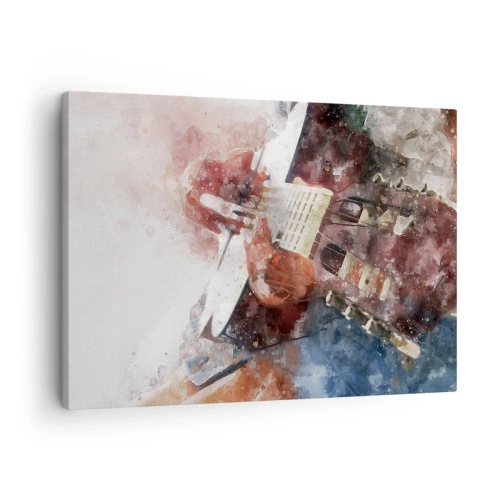 Obraz na plátně - Umělecký pohled na kytaru ve stylu akvarelu - 70x50cm - Co si o tom myslíš? - Moderní nástěnná dekorace do obývacího pokoje a ložnice ARTTOR