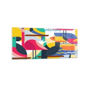 Obraz na skle - Ptačí párty - 120x50 cm