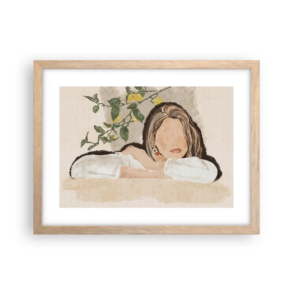 Plakát v rámu světlý dub - Krasavice z jihu - 40x30 cm