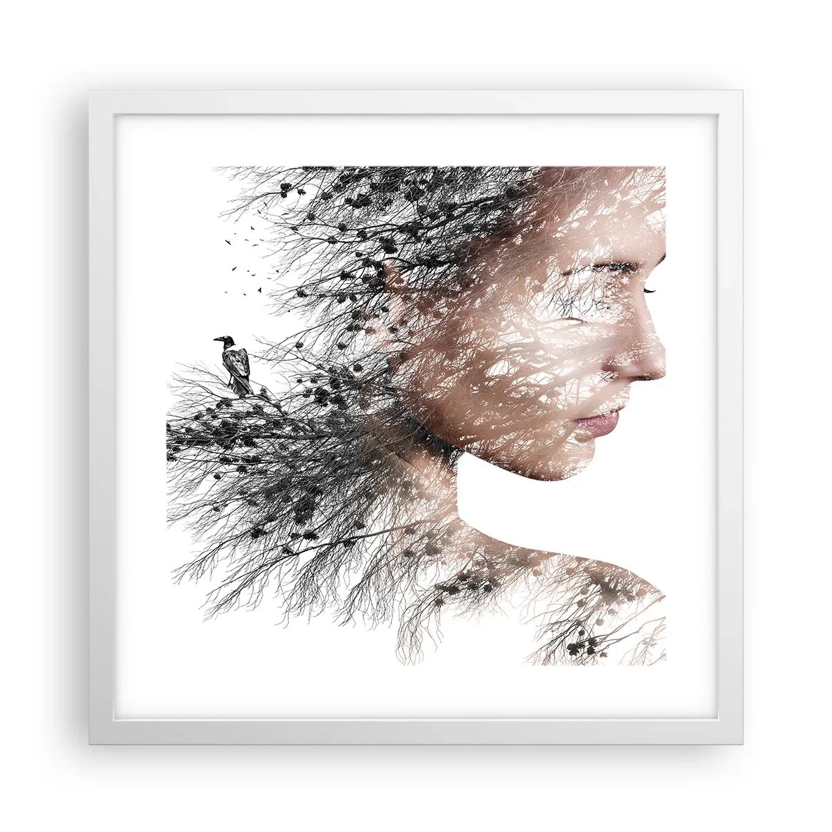 Plakát v bílém rámu - Duch lesa - 40x40 cm
