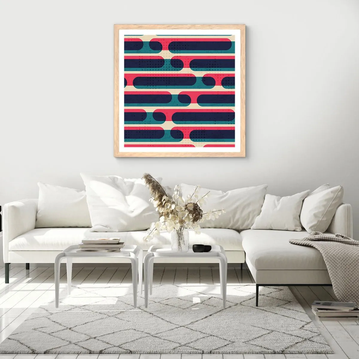 Plakát v rámu světlý dub - Dovnitř a dopředu - 40x40 cm