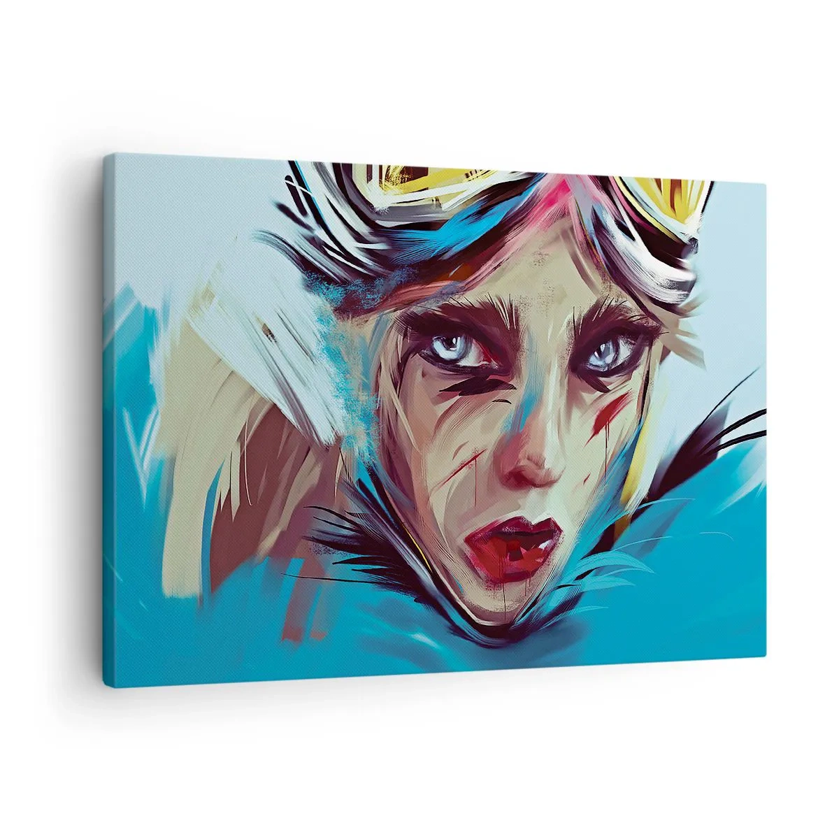 Obraz na plátně - Portrét ženy v dynamických barvách a abstraktním stylu - 70x50cm - Silniční válečnice - Moderní nástěnná dekorace do obývacího pokoje a ložnice ARTTOR
