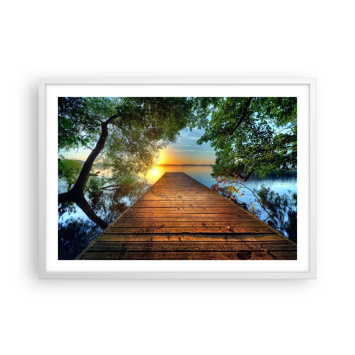 Plakát v bílém rámu - Nespěchej, posaď se - 70x50 cm