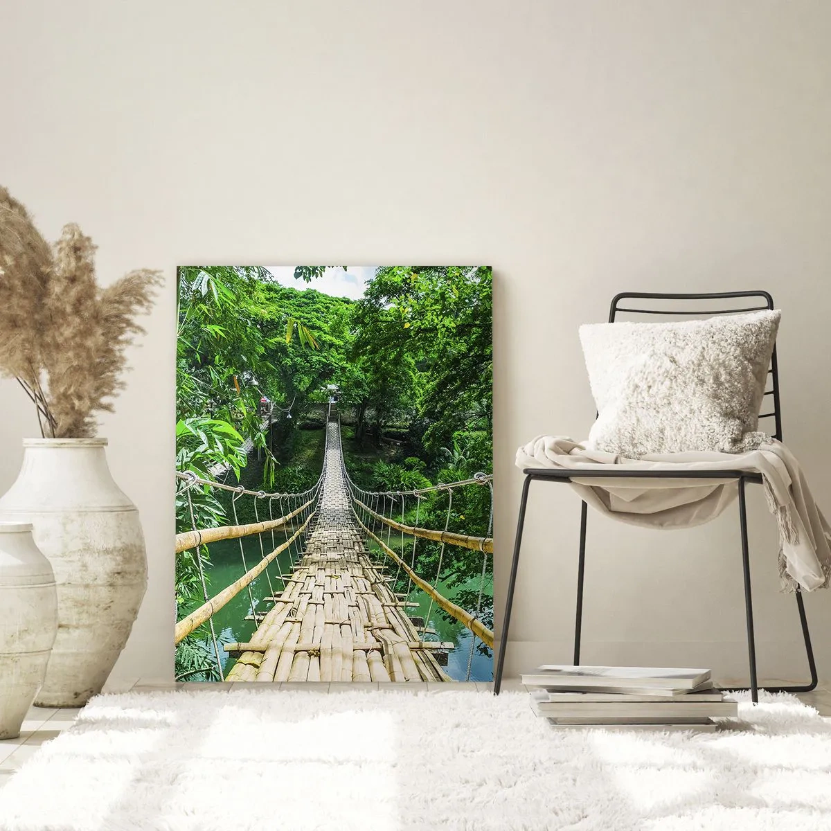 Obraz na skle - Opičí most nad zelení - 50x70 cm