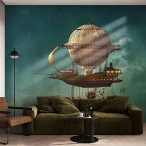 Fototapeta Premium Sand - Julius Verne zdraví - Retro, Výlet, Balón - 300x210 cm