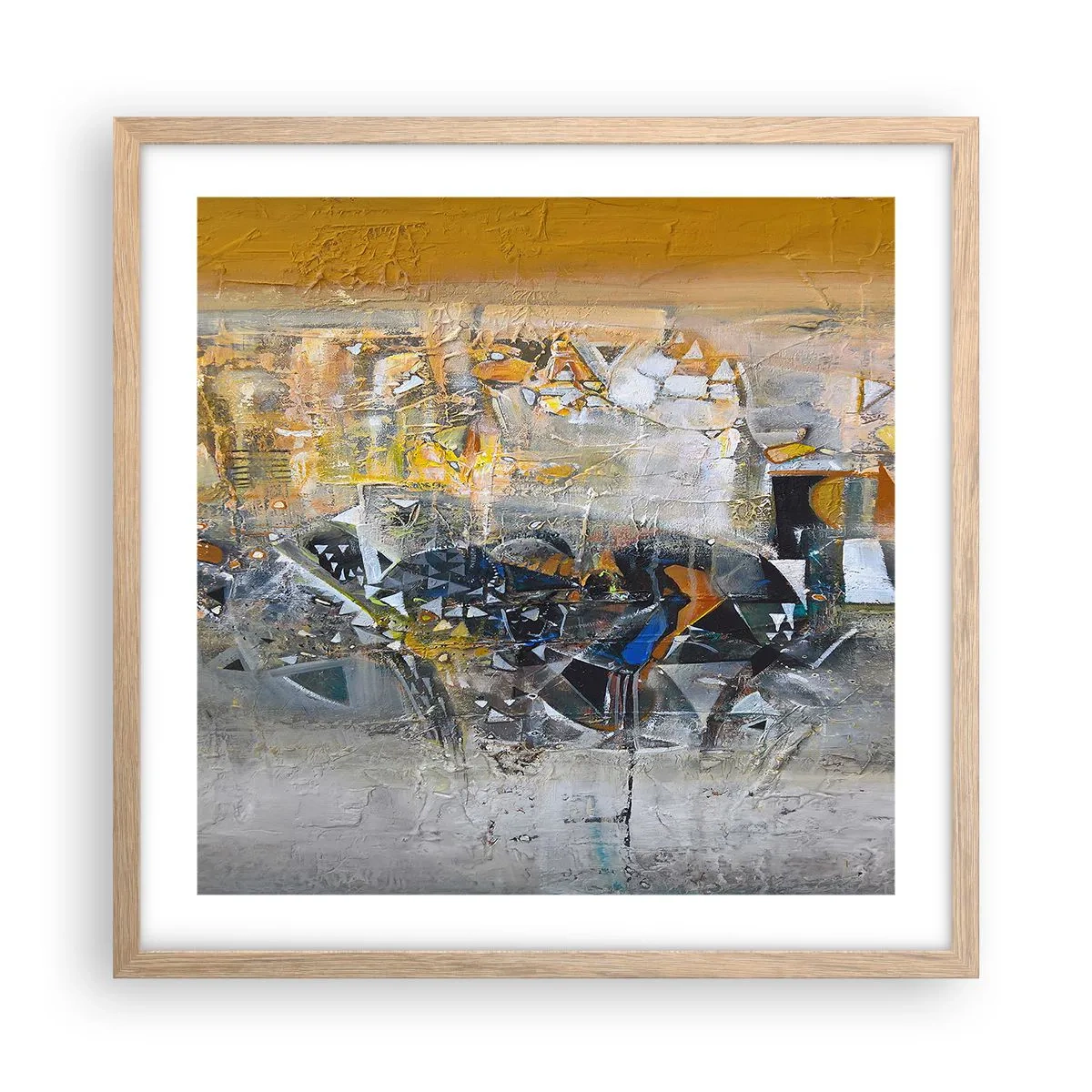 Plakát v rámu světlý dub - Všechno se podaří - 50x50 cm