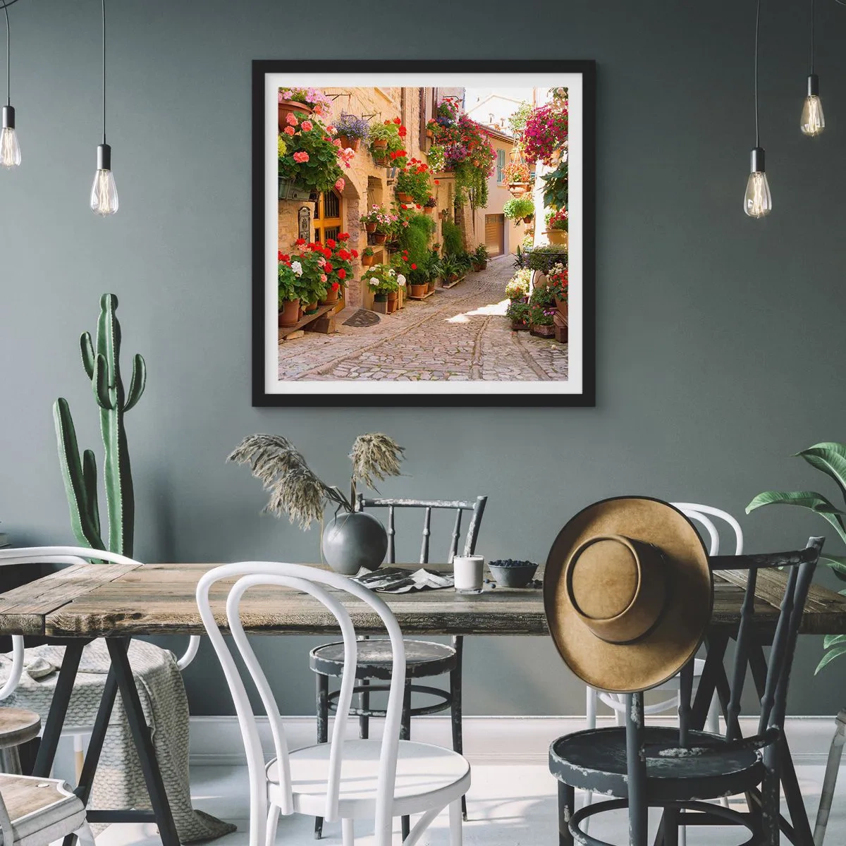 Plakát v černém rámu - V záplavě květin - 50x50 cm