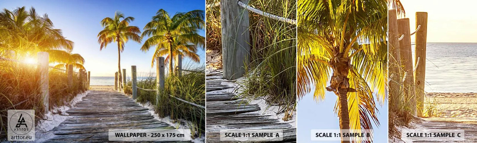 Vzor Fototapety Samolepicí Deluxe Sticker - Přímo do ráje - Krajina, Kokosová palma, Pláž - 100x30 cm