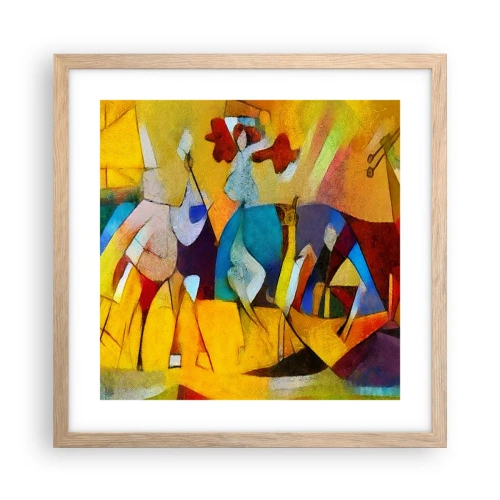 Plakát v rámu světlý dub - Slunce - život - radost - 40x40 cm