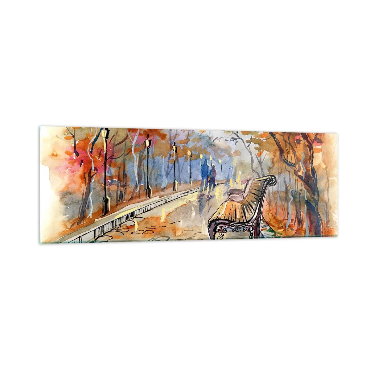 Obraz na skle - Společně putovat podzimem - 90x30 cm