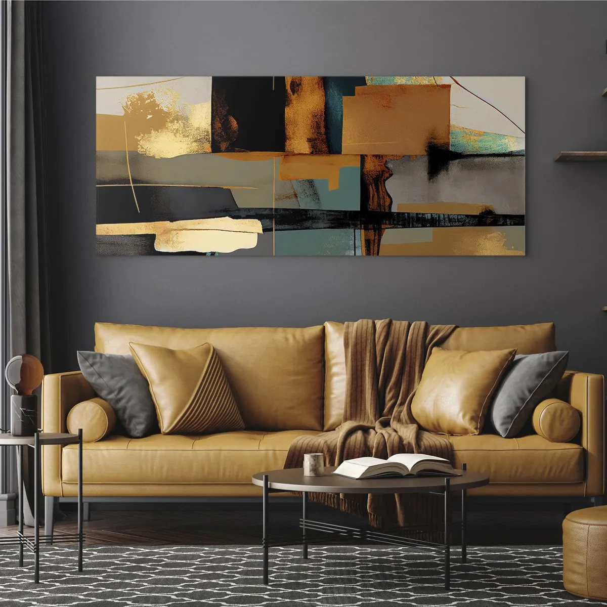 Obraz na skle - Abstrakce – světlo a stín - 160x50 cm