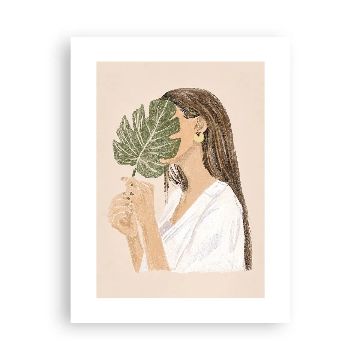 Plakát - Tajemný portrét s vějířem - 30x40 cm