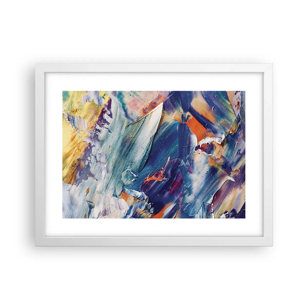 Plakát v bílém rámu - Chaos barev - 40x30 cm