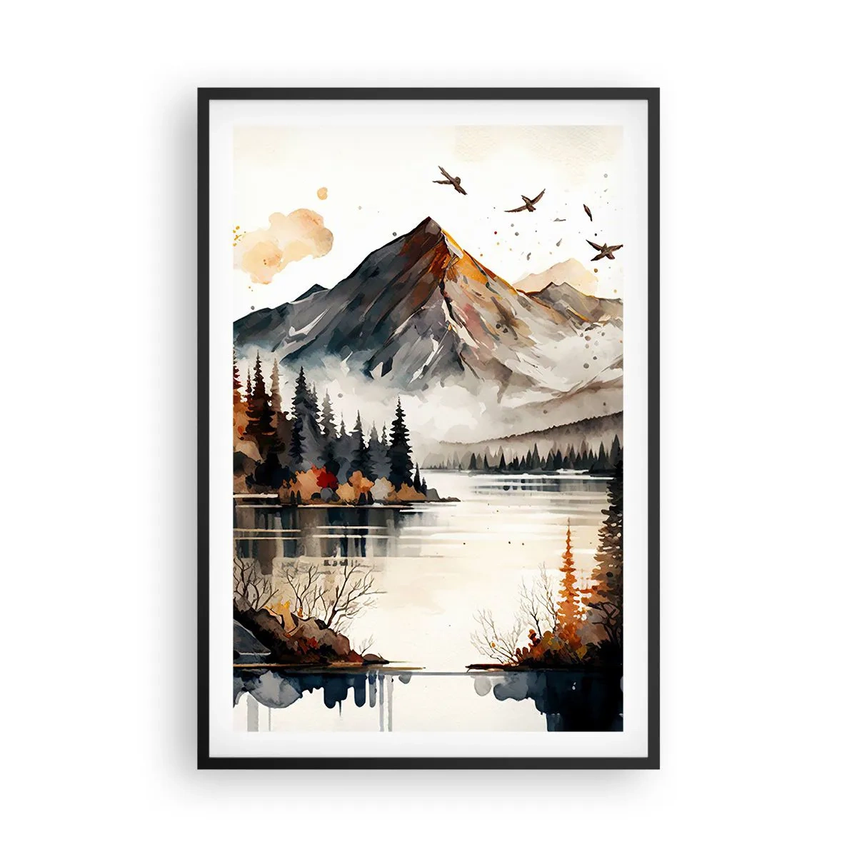 Plakát v černém rámu - Zlatý podzim na horách - 61x91 cm