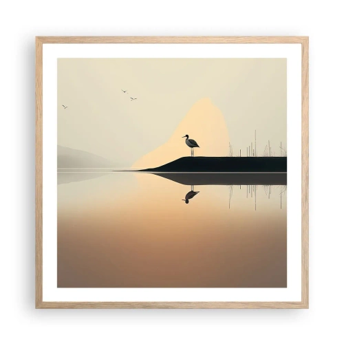 Plakát v rámu světlý dub - Pán na jezeře - 60x60 cm