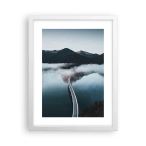 Plakát v bílém rámu - U vody hladké jako zrcadlo - 30x40 cm