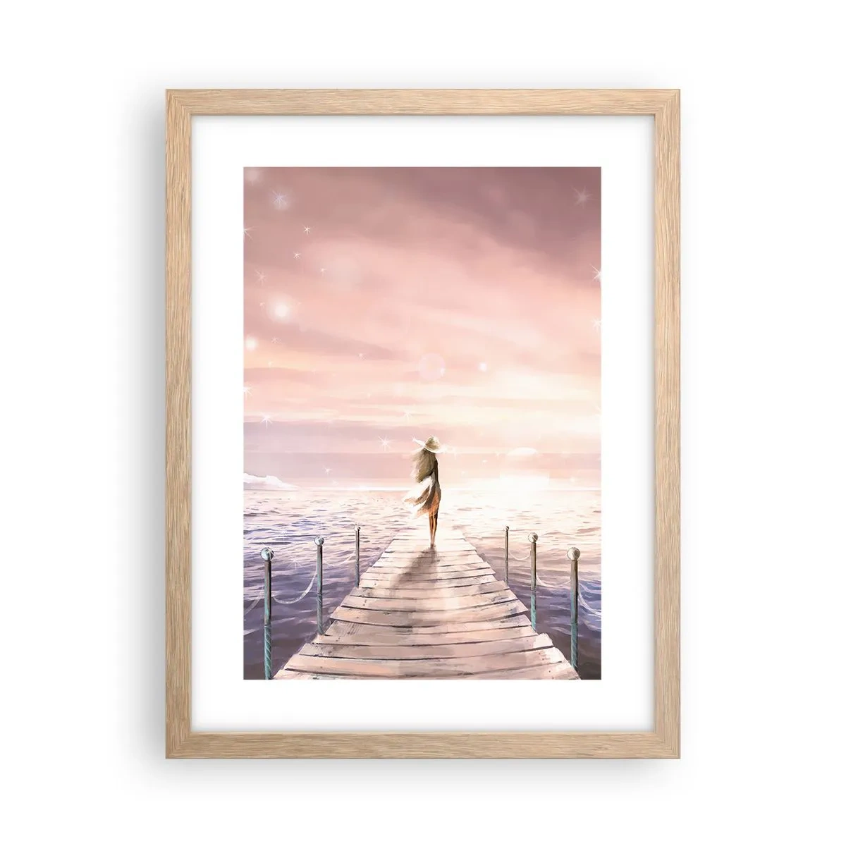 Plakát v rámu světlý dub - Ve světle snu - 30x40 cm