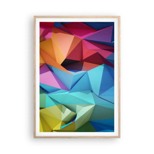 Plakát v rámu světlý dub - Duhové origami - 70x100 cm