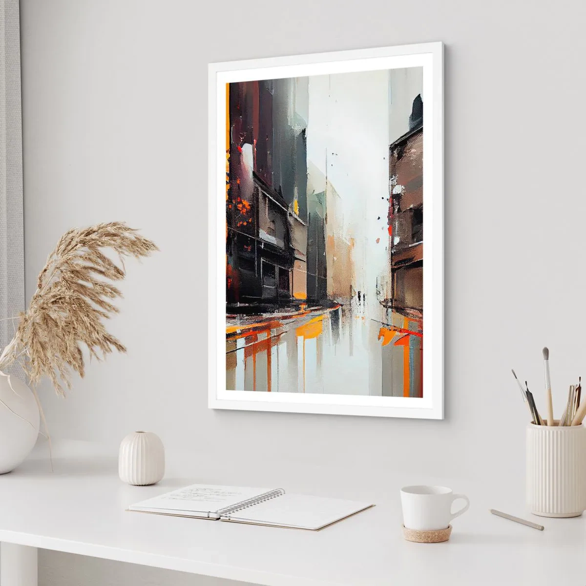 Plakát v bílém rámu - Deštivý den - 40x50 cm
