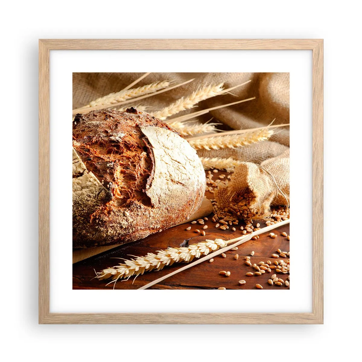 Plakát v rámu světlý dub - Chutný, voňavý, křupavý - 40x40 cm
