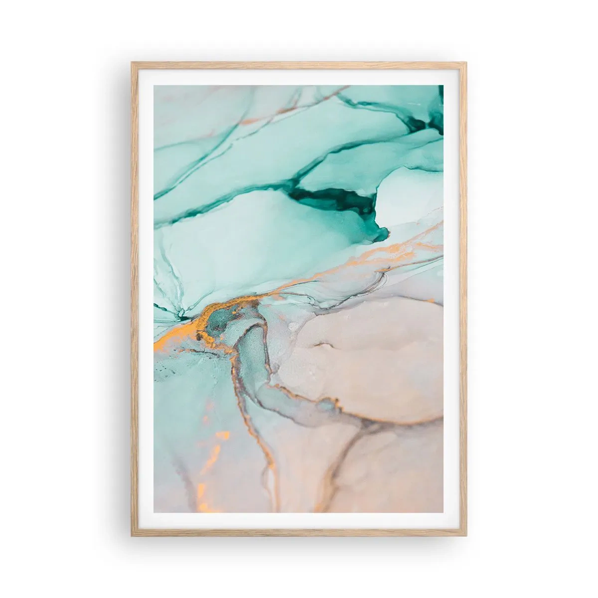 Plakát v rámu světlý dub - Tanec tvarů a barev - 70x100 cm