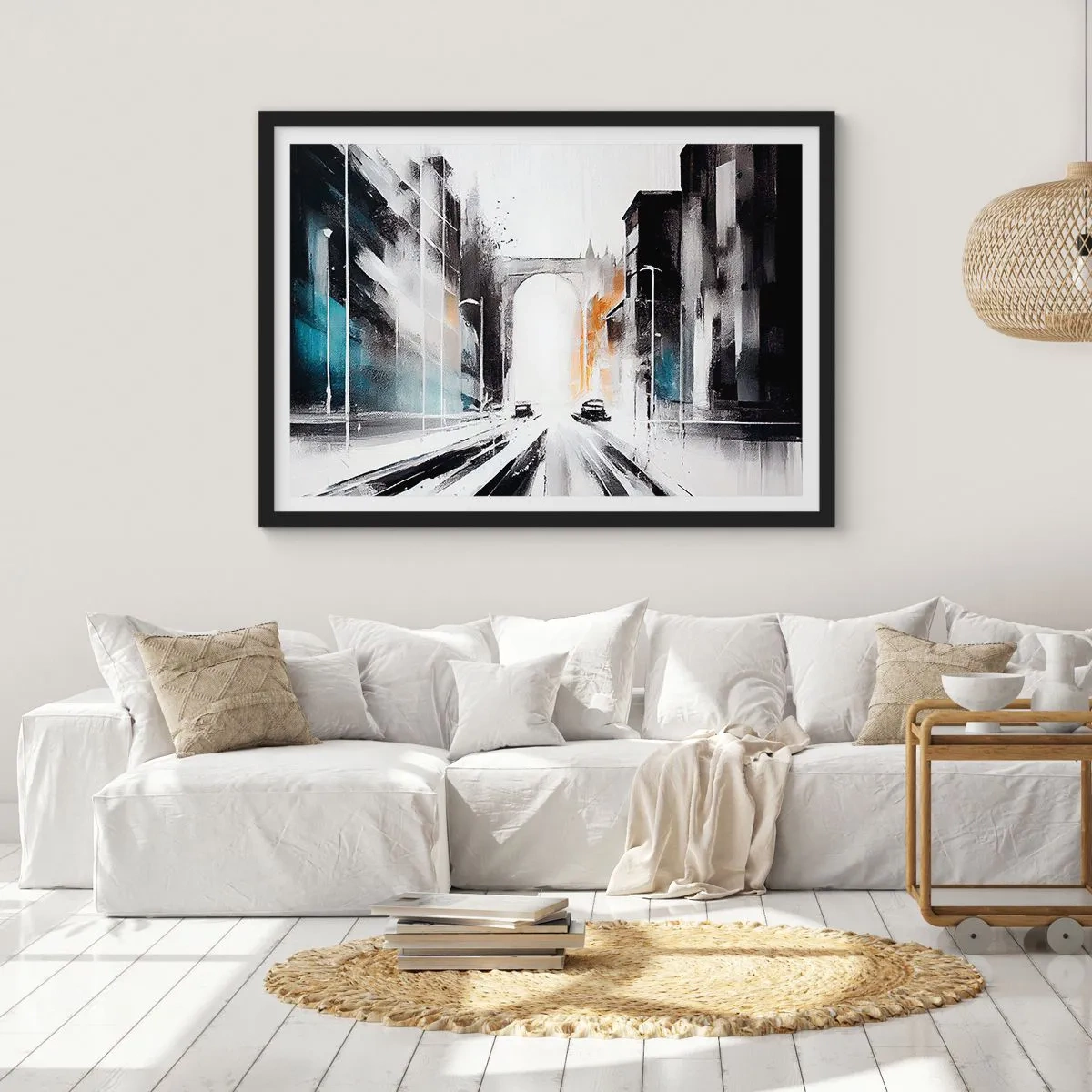 Plakát v černém rámu - Studie města: architektura a pohyb - 70x50 cm