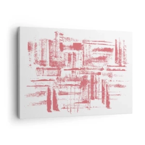 Obraz na plátně - Abstraktní růžové textury na bílém pozadí - 70x50cm - Červené město - Moderní nástěnná dekorace do obývacího pokoje a ložnice ARTTOR