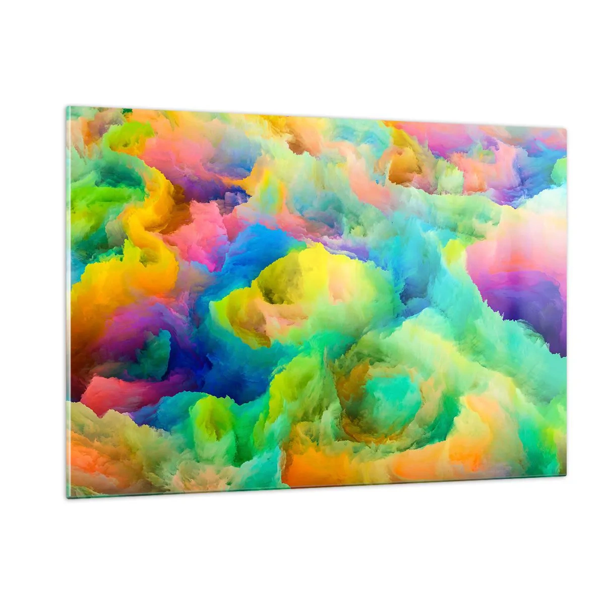 Obraz na skle - Duhové chmýří - 120x80 cm