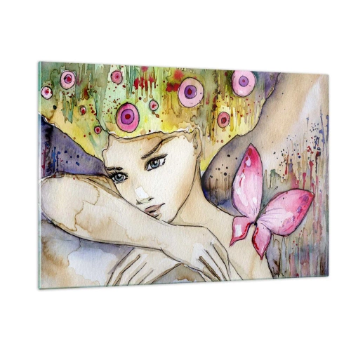 Obraz na skle - Motýlí princezna - 120x80 cm