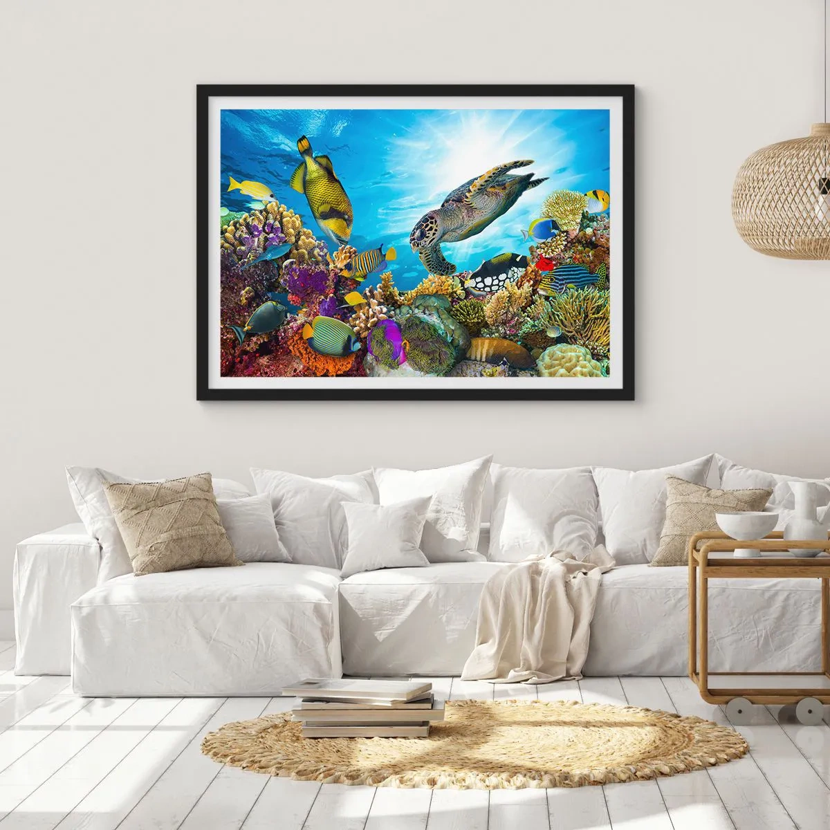 Plakát v černém rámu - Korálová promenáda - 70x50 cm