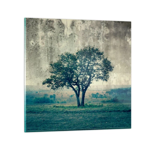 Obraz na skle - Jabloň na modrém poli? - 60x60 cm
