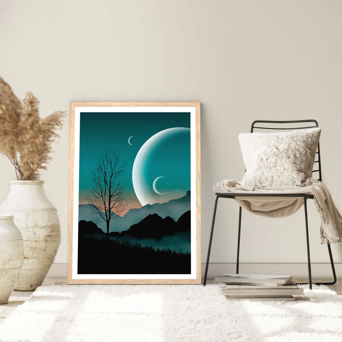 Plakát v rámu světlý dub - Karneval hvězdné noci - 70x100 cm