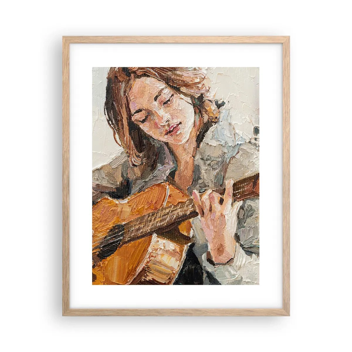 Plakát v rámu světlý dub - Koncert pro kytaru a dívčí srdce - 40x50 cm