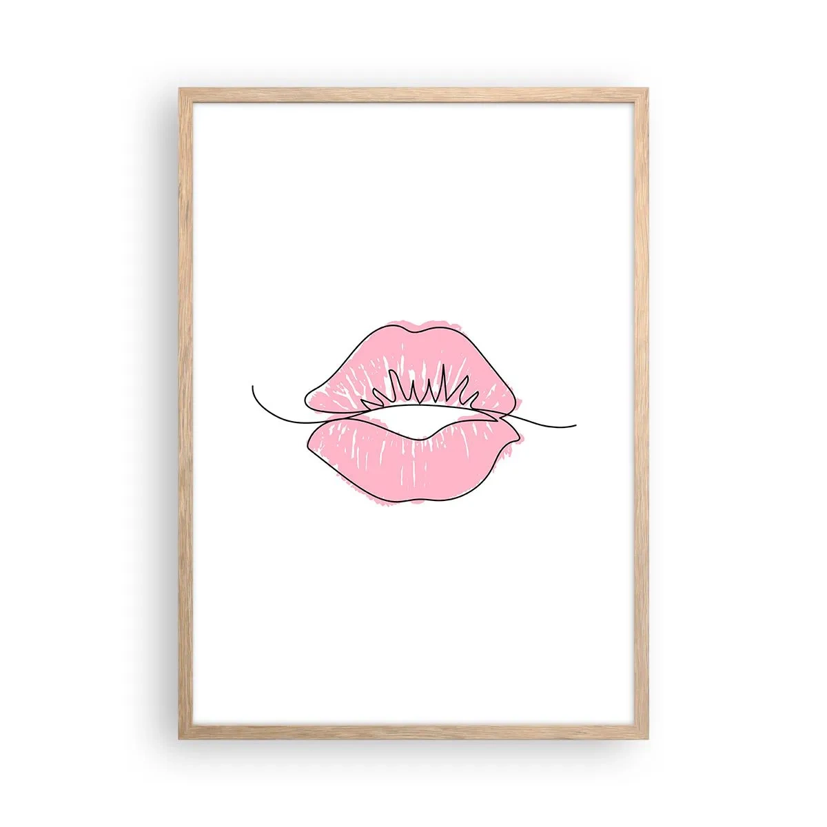 Plakát v rámu světlý dub - Jsi připraven na polibek? - 50x70 cm