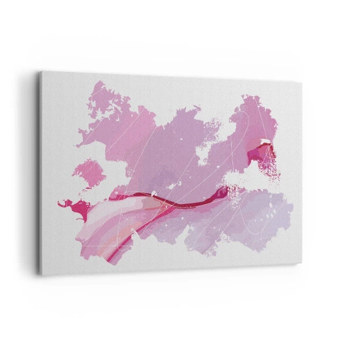 Obraz na plátně - Mapa růžového světa - 100x70 cm