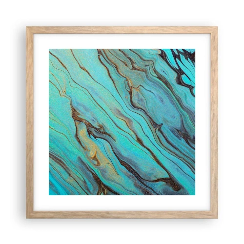 Plakát v rámu světlý dub - Tyrkysový příliv - 40x40 cm