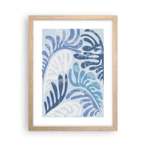 Plakát v rámu světlý dub - Modré kapradí - 30x40 cm