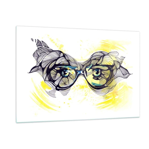 Obraz na skle - Přes modré brýle - 120x80 cm