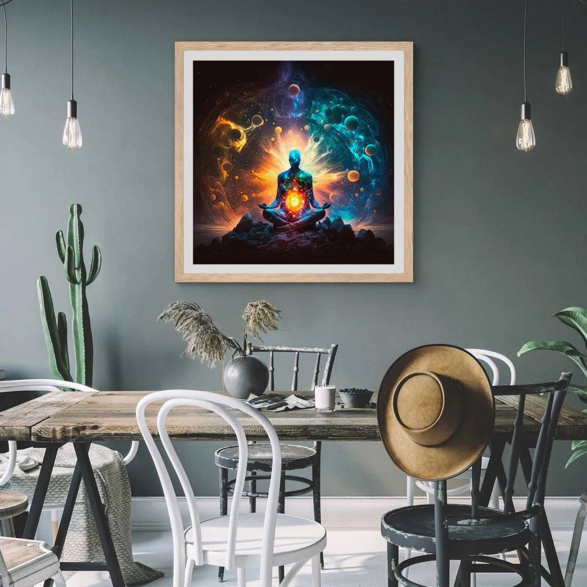 Plakát v rámu světlý dub - Vesmírný klid - 50x50 cm