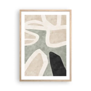 Plakát v rámu světlý dub - Kompozice s černým motivem - 50x70 cm