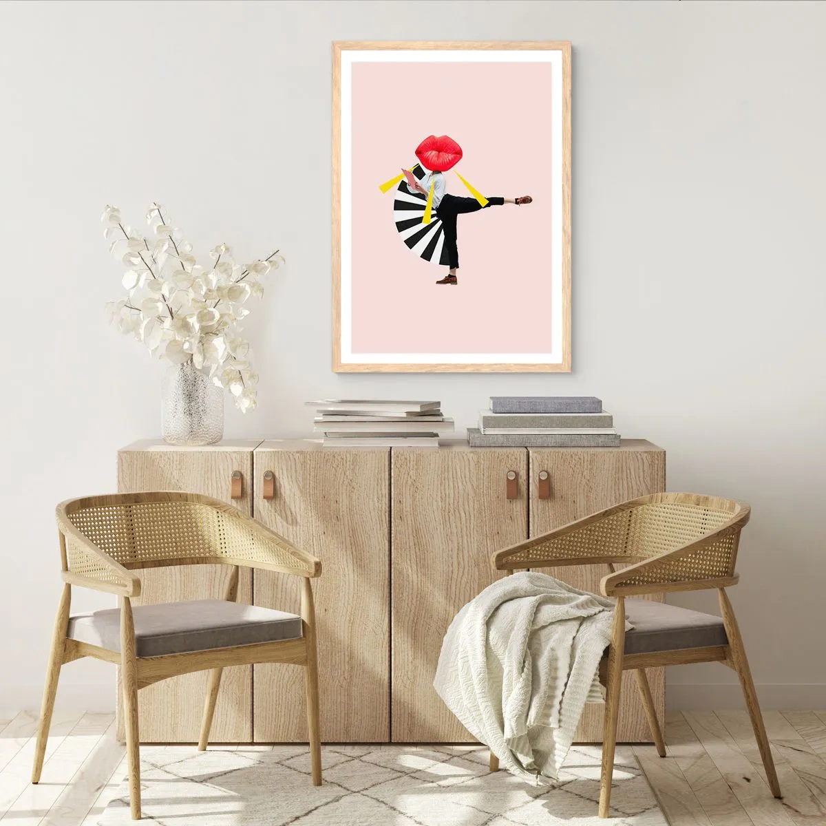 Plakát v rámu světlý dub - Surrealistický pop-art - 70x100 cm