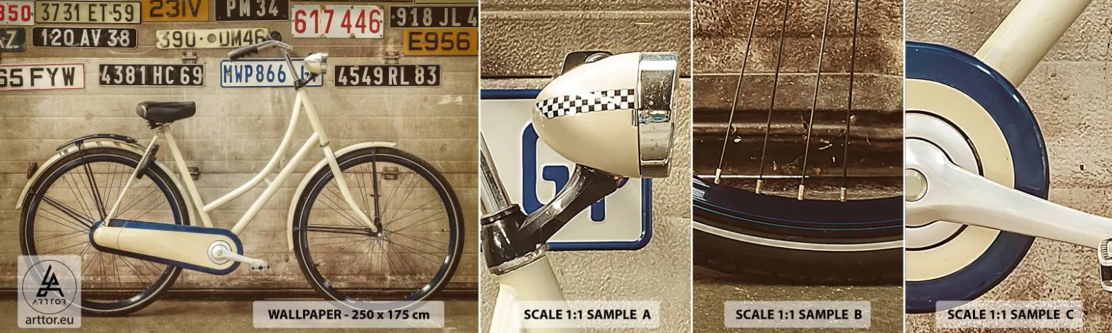 Vzor Fototapety Samolepicí Deluxe Sticker - Bez komplexů - Nástěnná malba, Jízdní kolo, Desky - 100x30 cm