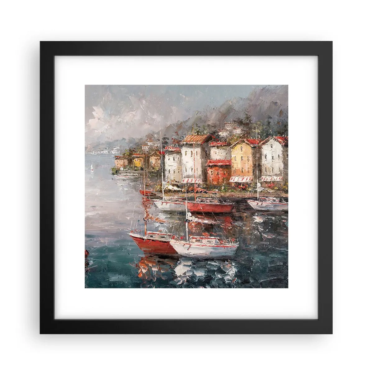 Plakát v černém rámu - Romantický přístav - 30x30 cm