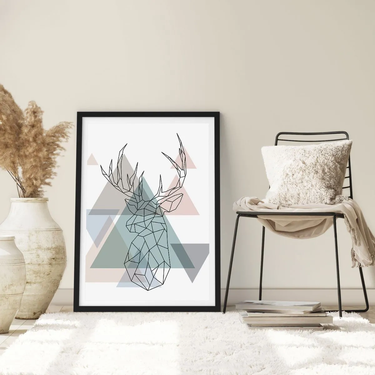 Plakát v černém rámu - V geometrickém lese - 70x100 cm