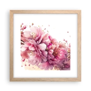 Plakát v rámu světlý dub - Květ kvetoucí třešně - 30x30 cm
